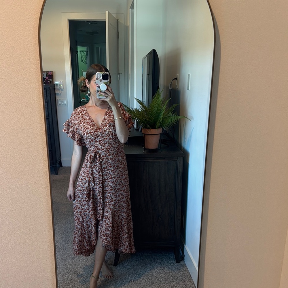 Max Studio Red Floral High Low Dress